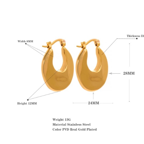 18k Gold Plated Titaium Handcrafted Minimalist Earrings 2.5” - Picture 11 of 11